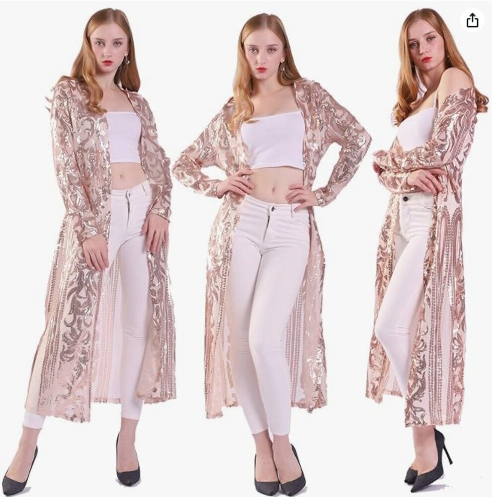 Women's Sequin Cardigan Summer Cover Up Dress Duster